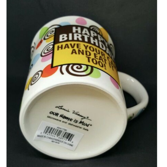 Mud Happy Birthday Coffee Mug Cup Ceramic Yellow 16 fl oz yellow white - Picture 5 of 7